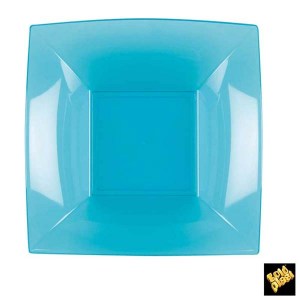 lens detectie Politieagent Plastic vierkante borden: Plastic dessertborden turquoise
